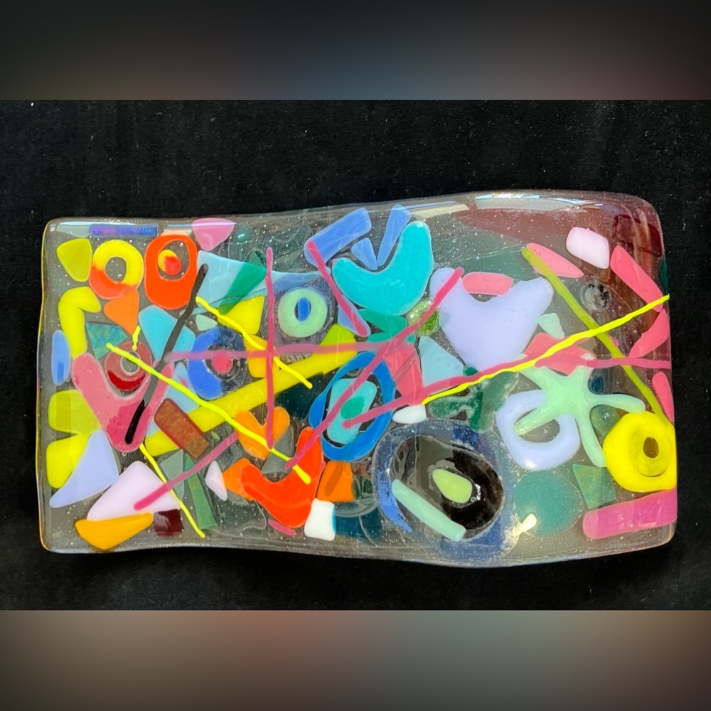Wild Heart”Handmade Fused Art Glass Wave Original 10.5”x5” Freestanding